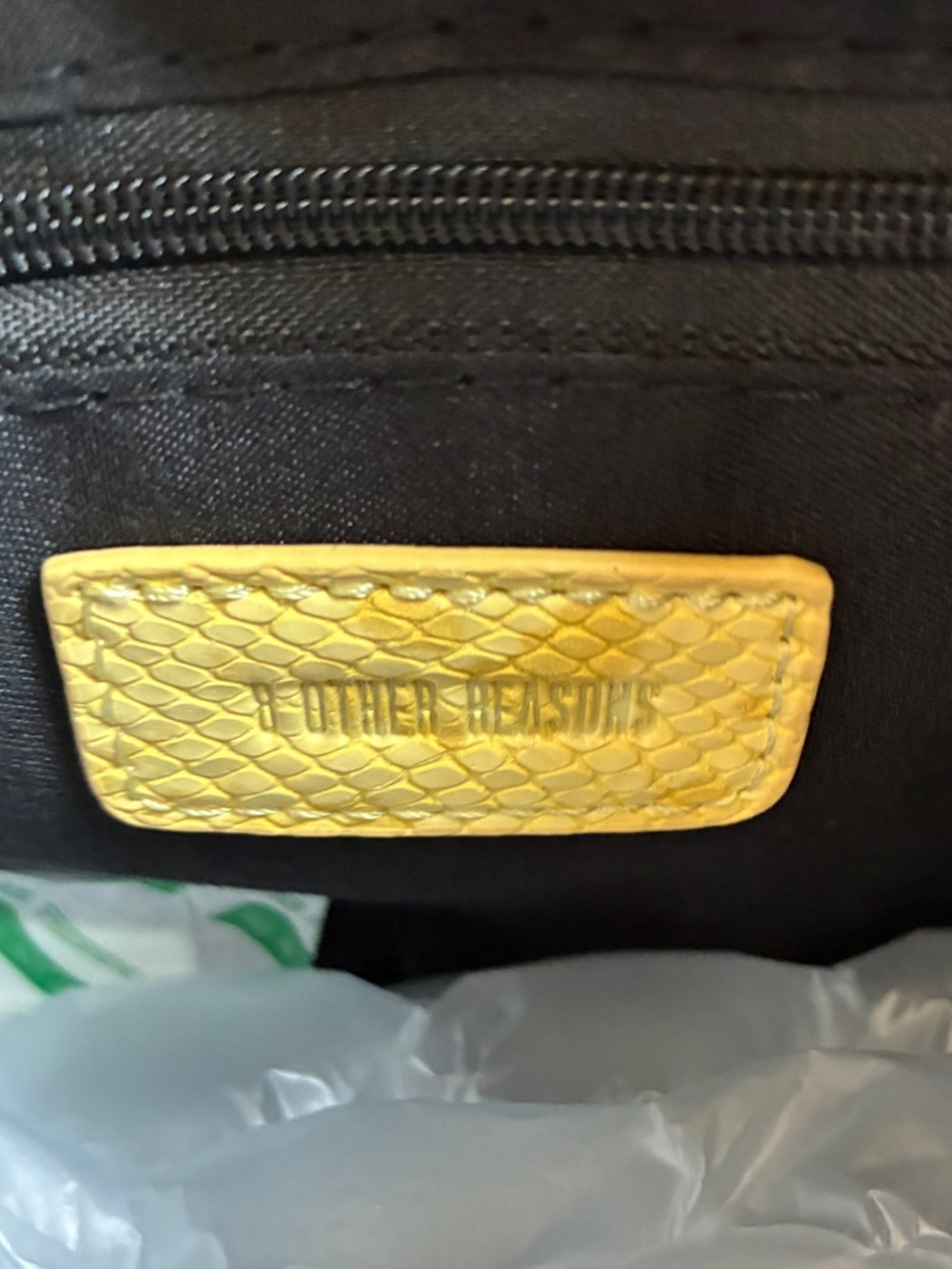8 Other Reasons Gia Mini Shoulder Bag Yellow Snakeskin Metallic NWT - Picture 9 of 11